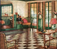 1920 vintage room green brown - Free PNG