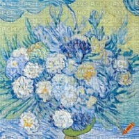 Pastel Blue Van Gogh Flowers - png ฟรี