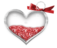 Kaz_Creations Deco Glitter Heart With Ribbon Red Love - Free PNG