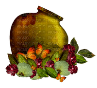 Vase déco fleurs et papillons - δωρεάν png