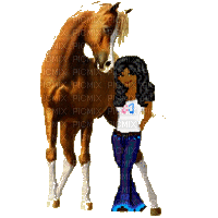 fille cheval - Free animated GIF