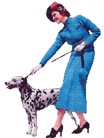 vintage Woman with a dog - Free animated GIF