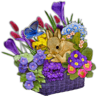 Кролик среди цветов - ilmainen png