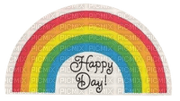 Vintage Rainbow Sticker Happy Day - gratis png