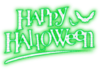 Happy Halloween.Text.Green.White - Free PNG