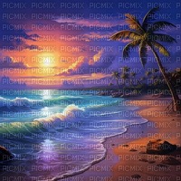tropical beach background blue purple - PNG gratuit