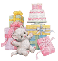 kikkapink scrap birthday gift present cat cake - png gratis
