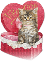 soave  vintage cat valentine deco box gift - Free PNG