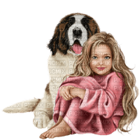 minou-girl-flicka-dog-hund-pink - png gratis