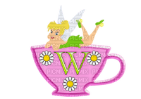 Kaz_Creations Alphabets Tinkerbell On Cup Letter W - gratis png