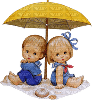 Kaz_Creations Children With Parasol  Umbrella - PNG gratuit