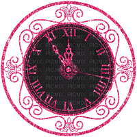 New Years.Clock.Black.Pink - darmowe png