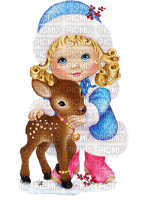 christmas girl and deer - png gratis