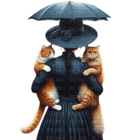 vintage woman cats - 無料png