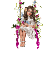 Kaz_Creations Baby Enfant Child Girl Swing Flowers - δωρεάν png