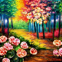 Rainbow Rose Forest - PNG gratuit