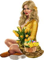GIRL WITH FLOWERS - Free PNG