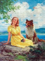 girl with her dog - ilmainen png