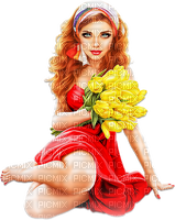 soave woman spring flowers fashion tulips - PNG gratuit