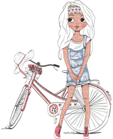 girl fille child enfant Niña bicycle - png gratuito