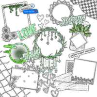 White green frames circles deco [Basilslament] - ilmainen png