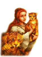 Woman.Leopards.White.Brown - By KittyKatLuv65 - PNG gratuit