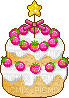 cake strawberry star birthday pixel art - Ücretsiz animasyonlu GIF