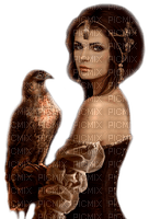 woman with falcon by nataliplus - ücretsiz png