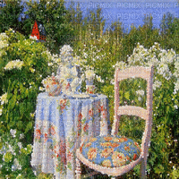 kikkapink background garden table painting gif - Ingyenes animált GIF
