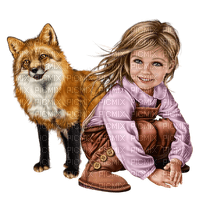 MINOU-GIRL-FLICKA-RÄV-FOX - nemokama png