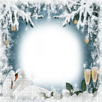 winter hiver frame cadre branches swan snow neige fond - gratis png