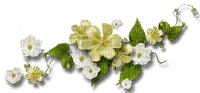Green white flowers deco [Basilslament] - 無料png