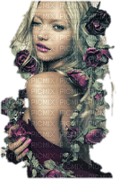 mujer con flores - zdarma png