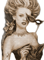 Y.A.M._Vintage Fantasy Lady woman girl sepia - kostenlos png