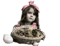 vintage child girl dolceluna baby chicks - PNG gratuit