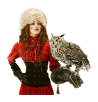 woman with owl bp - png ฟรี