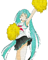 Hatsune Miku cheerleader - Безплатен анимиран GIF