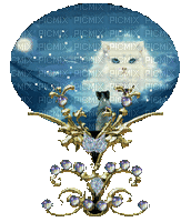 white cat globe - Free animated GIF