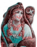 Y.A.M._Winter Fantasy women owl - zdarma png