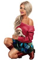 Frau mit Babyhund - nemokama png