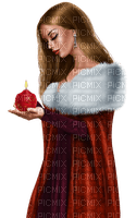 Woman with a candle. Red cloak. Leila - Free PNG