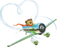Kaz_Creations Valentines Heart Love Cute Bear Aeroplane - png gratuito