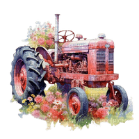 tractor, flowers - PNG gratuit