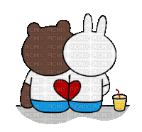 brown_&_cony love bunny bear brown cony gif anime animated animation tube cartoon liebe cher heart coeur - GIF animado grátis