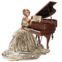 MUJER AL PIANO - png gratis