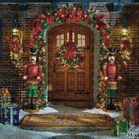Christmas decoration door  gif background_Noël décoration porte  gif fond_tube - Nemokamas animacinis gif