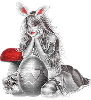 soave woman girl easter eggs black white red - zdarma png