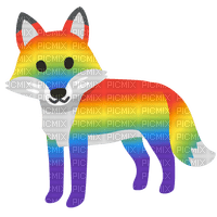 emojikitchen rainbow fox - 無料png