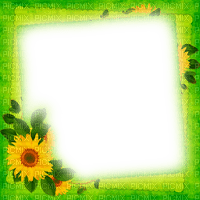 Sunflowers.Frame.Yellow.Green - By KittyKatLuv65 - Free PNG