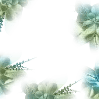 teal green floral summer frame - PNG gratuit
